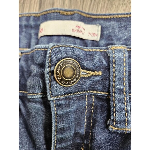 SO Jeans Womens 7/28 Blue High Rise Skinny Distressed Stretch Ripped Dark Wash - Picture 6 of 14